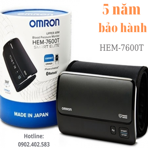 Máy đo huyết áp điện tử bắp tay không dây Omron HEM- 7600T  Nhật Bản